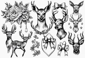 Fawn surrounded by bow tattoo idea