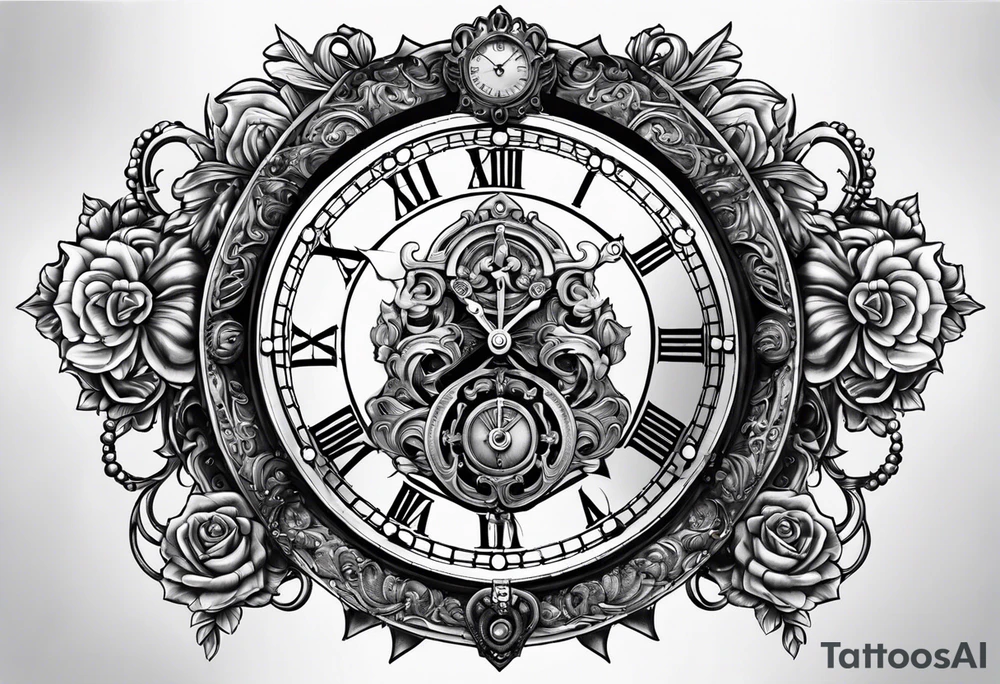 Janus, Aquarius, timeless clock, rosary tattoo idea