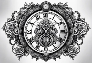 Janus, Aquarius, timeless clock, rosary tattoo idea