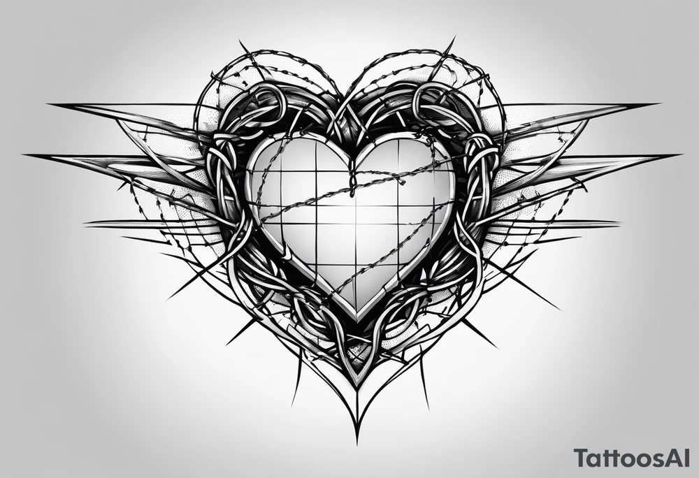 the words “i keep a close eye on this heart of mine” with barbed wire wrapped around it tattoo idea