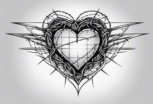 the words “i keep a close eye on this heart of mine” with barbed wire wrapped around it tattoo idea