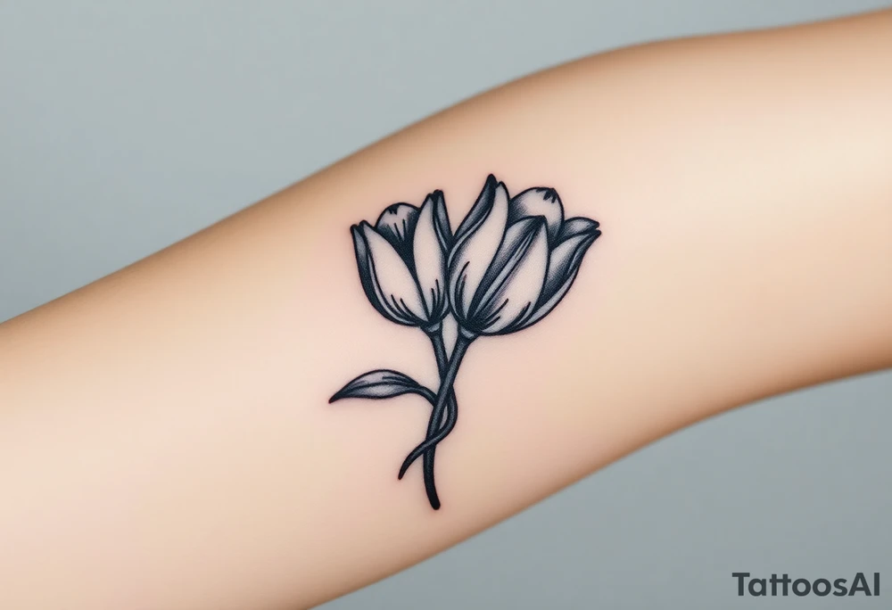 two intertwined tulips with stem tattoo idea