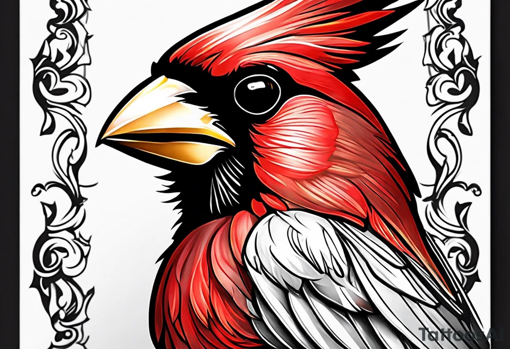 Cardinal zoomed in on face tattoo idea