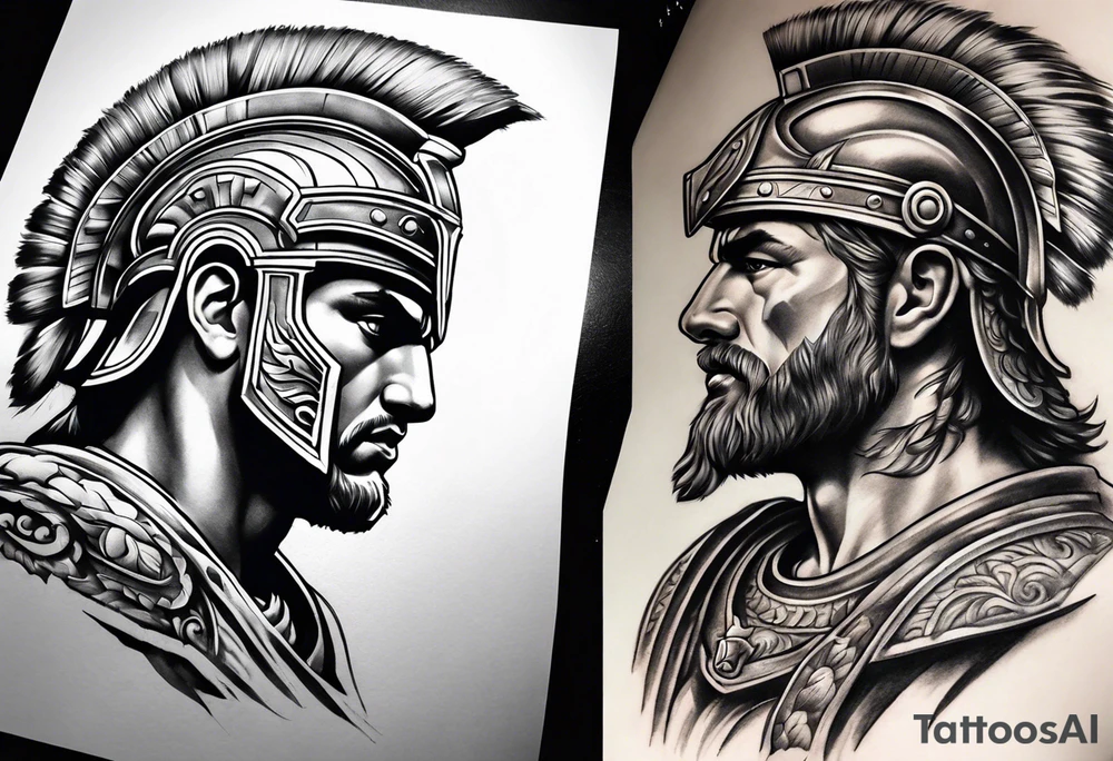 roman warrior theme tattoo design for bicep tattoo idea