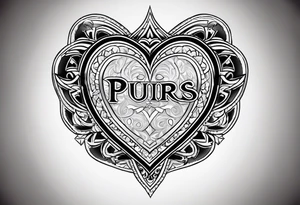 a traditional american tattoo of a heart, and the word "Purris" above the heart, and "I love you" under it tattoo idea
