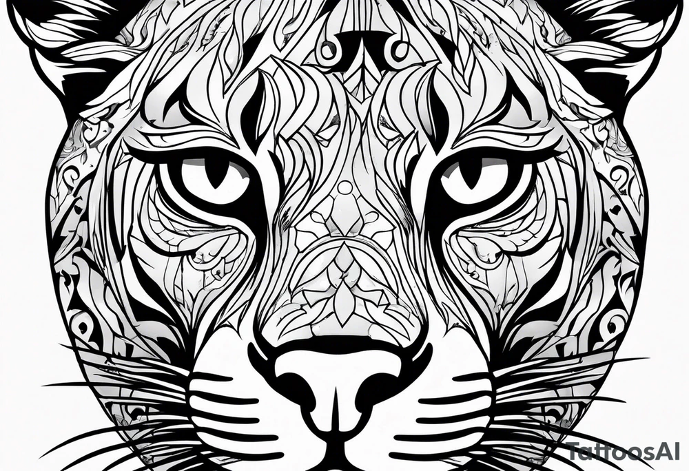 mountain lion face, teeth showing tattoo idea