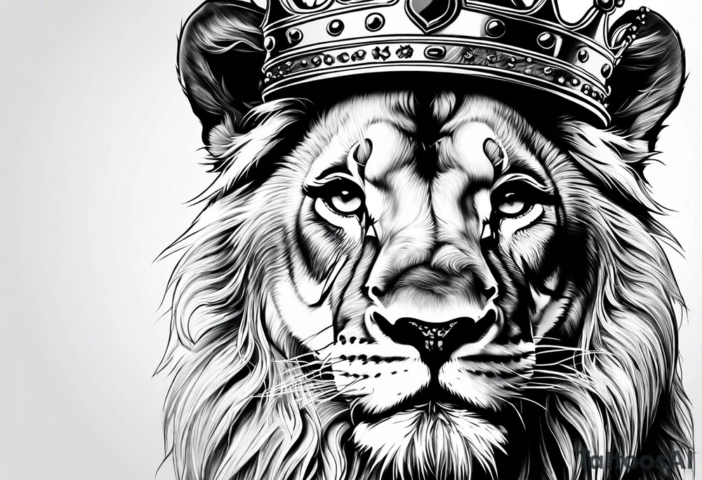 Lion cub with crown tattoo idea