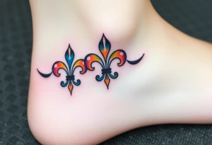 fleur de lis filled in with rainbow colors tattoo idea