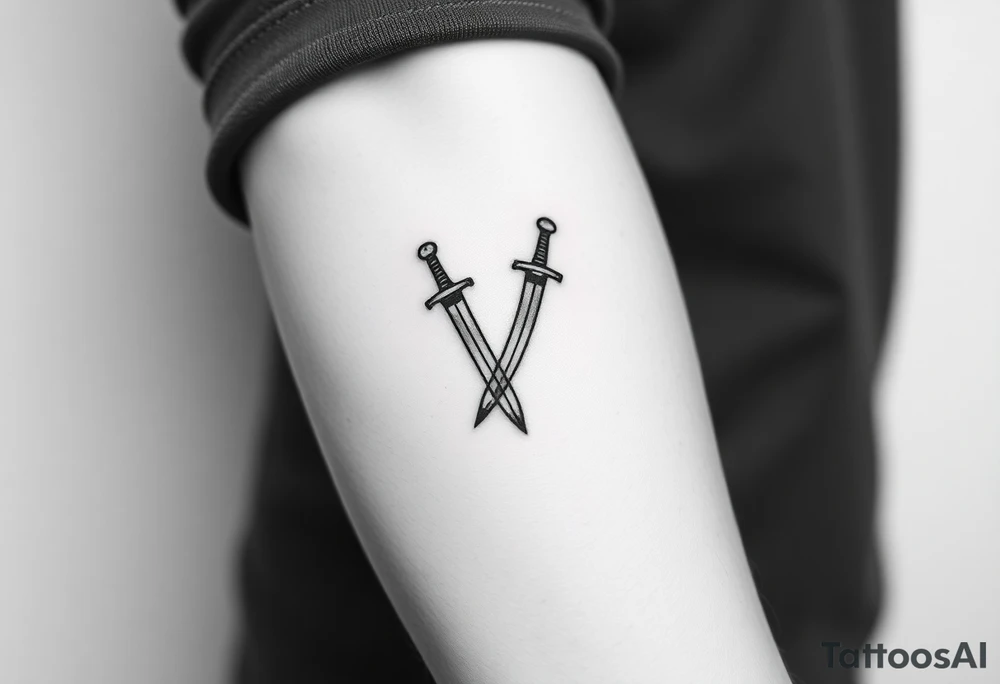 Skinny 2 swords tattoo idea