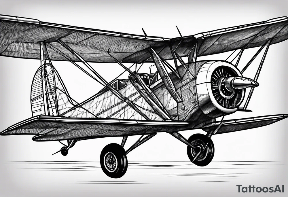 sketch of adventure plane in perspective from the bottom tattoo idea