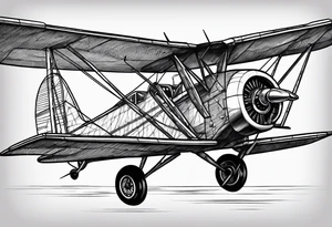 sketch of adventure plane in perspective from the bottom tattoo idea