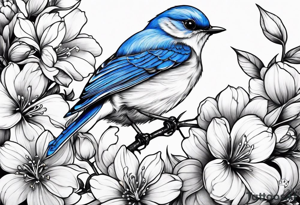 Bluebird flowers tattoo idea