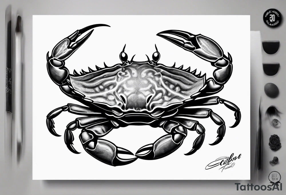 Crab con numero 69 nelle chele tattoo idea