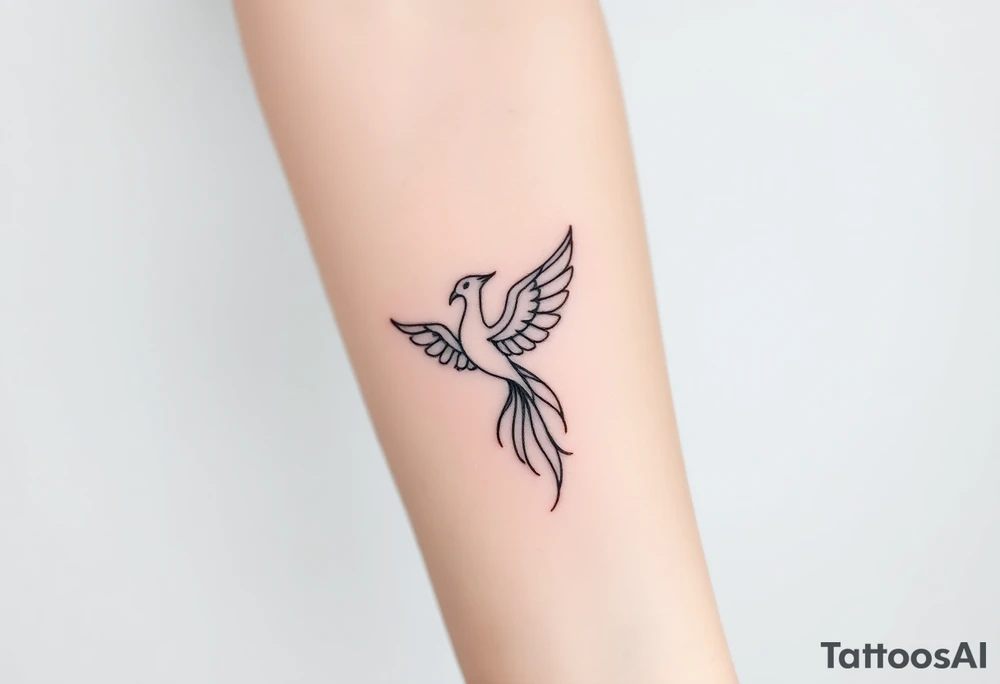 Fine line Phoenix bird tattoo idea