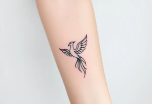 Fine line Phoenix bird tattoo idea