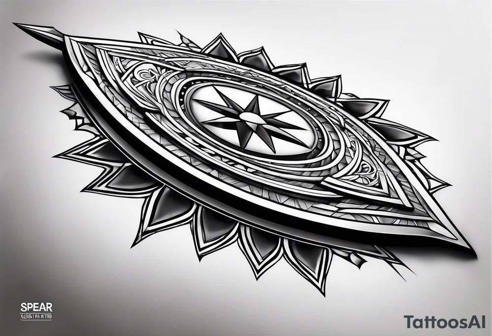 a spear pointing down with a shield in front of it tattoo idea