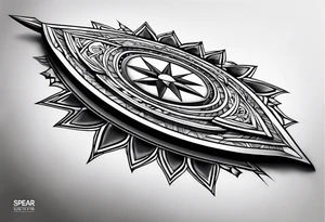 a spear pointing down with a shield in front of it tattoo idea