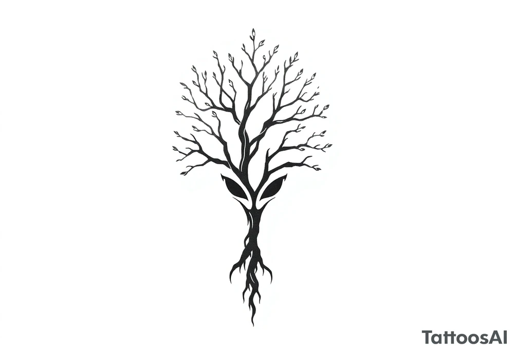 tree of life shaped as Alien head\face tattoo idea