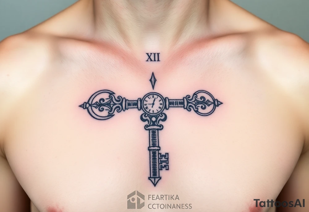 Roman numerals over the top of a key tattoo idea