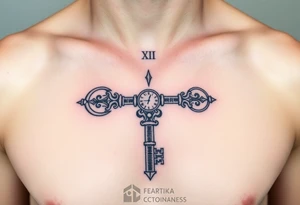 Roman numerals over the top of a key tattoo idea