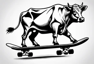 Cow riding skateboard jumping tattoo idea