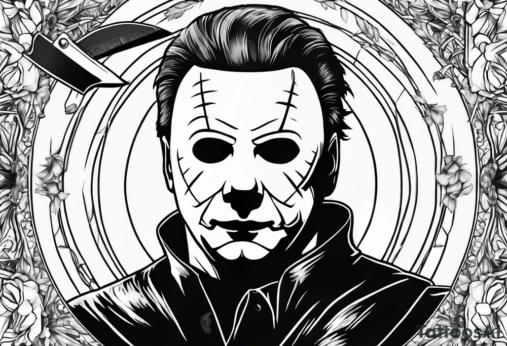 michael myers with a knife tattoo idea