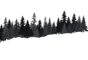 Coniferouse forest silhouette with black and gray trees tattoo idea