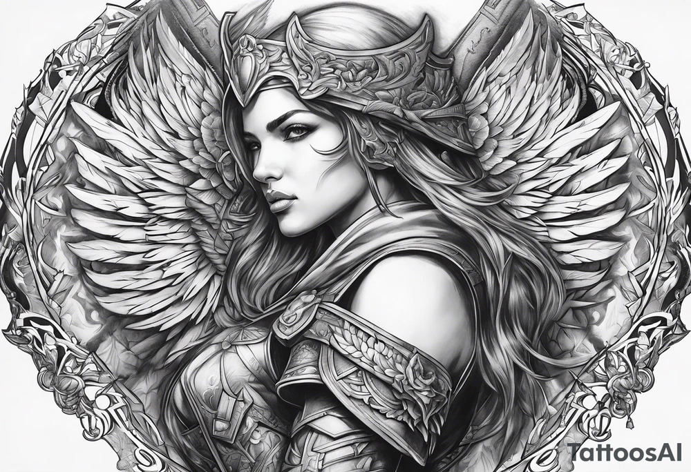 Arch angel hood fighting tattoo idea