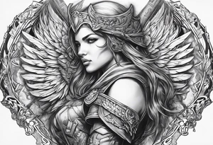 Arch angel hood fighting tattoo idea