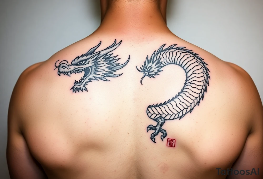 powerful dragon with Chinese style themed tattoo idea