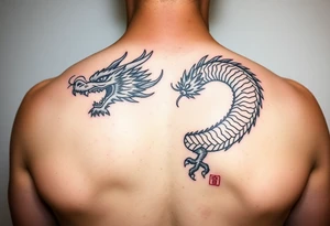 powerful dragon with Chinese style themed tattoo idea