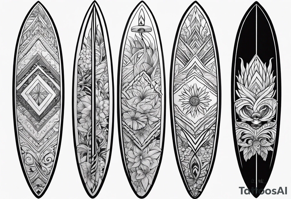 Surfboard white tattoo idea