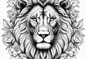 lion,love, design, flowers tattoo idea