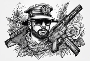 A tattoo of marine and guns tattoo idea