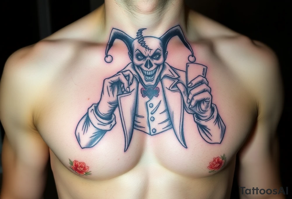 jester in clothes having a good time getting drunk tattoo idea