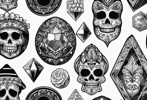 Spooky gem stones with face tattoo idea