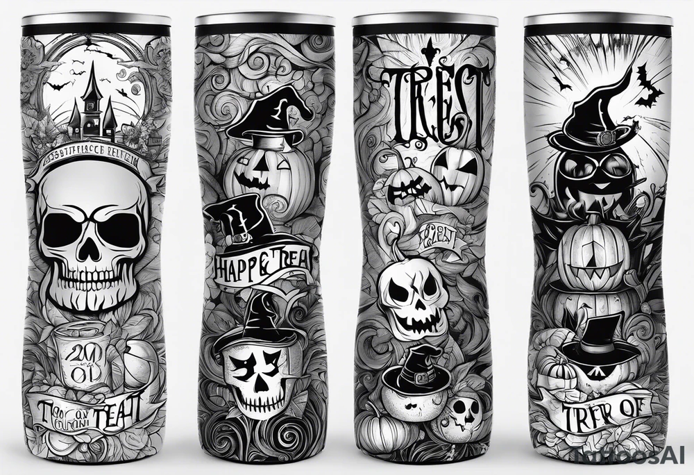 Trick or treat, 20 oz tumbler banner design, candy, minimalist, potions tattoo idea