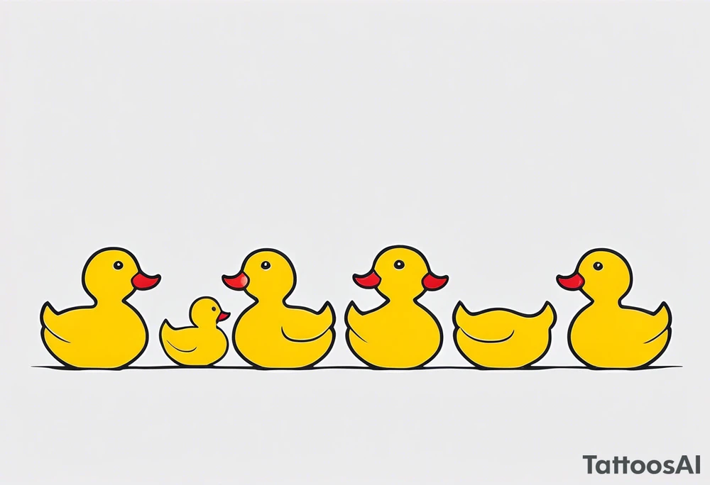 3 rubber ducks in a row side profile 

they are all facing the same way tattoo idea