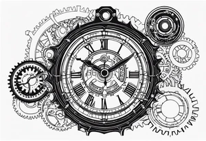 Steampunk clock with gears. tattoo idea