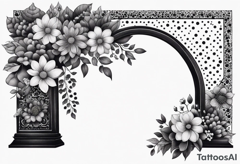 Forearm garden arch with flowers tattoo idea