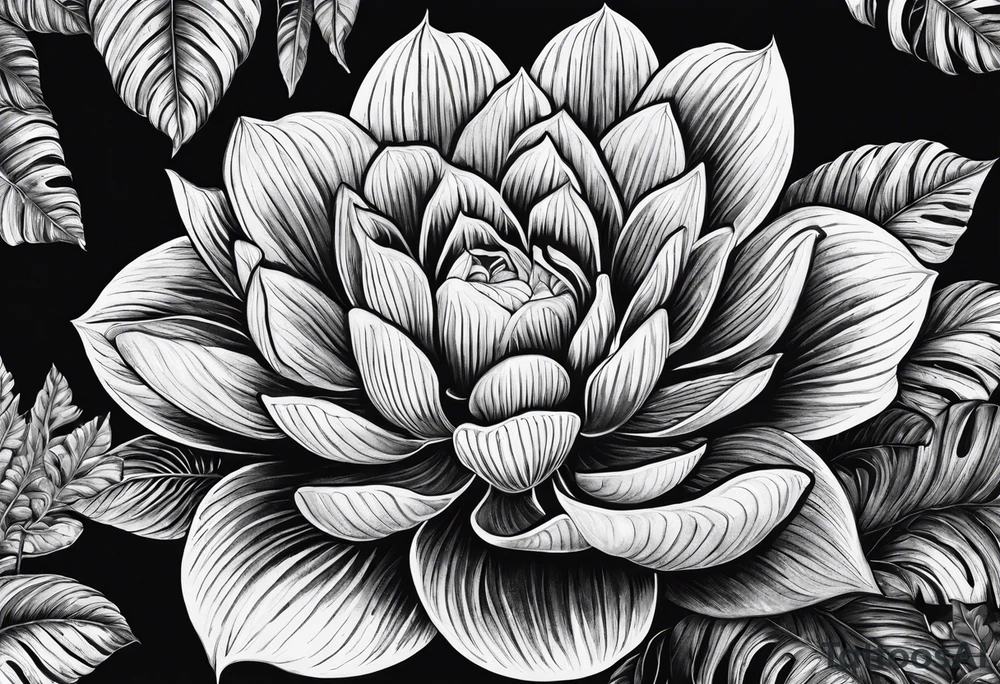Mother ayahuasca with alocasia zebrina and fingerprint tattoo idea