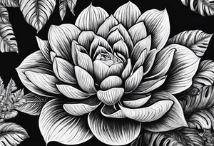 Mother ayahuasca with alocasia zebrina and fingerprint tattoo idea