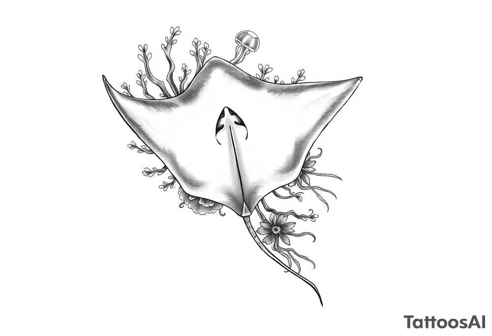 stingray, coral, jellyfish tattoo idea