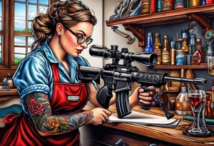 Teacher, nurse, carpenter, bartender, rifle tattoo idea