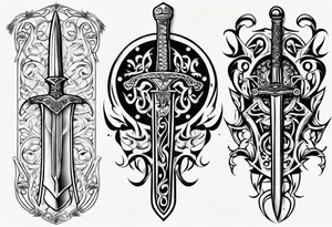 Sword and shield filigree tattoo idea