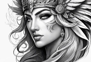 greek god zeus, full sleeve, attractive female face with wolf headress, chemical formula for protein tattoo idea