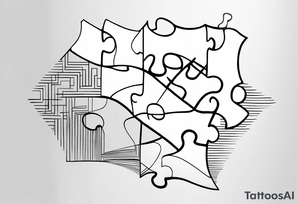 simple puzzle piece with fine lines in memory of my sister tattoo idea