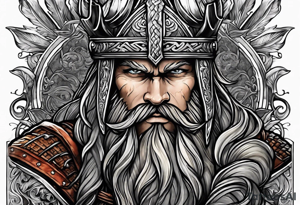 Norwegian Viking traveling to Valhalla tattoo idea