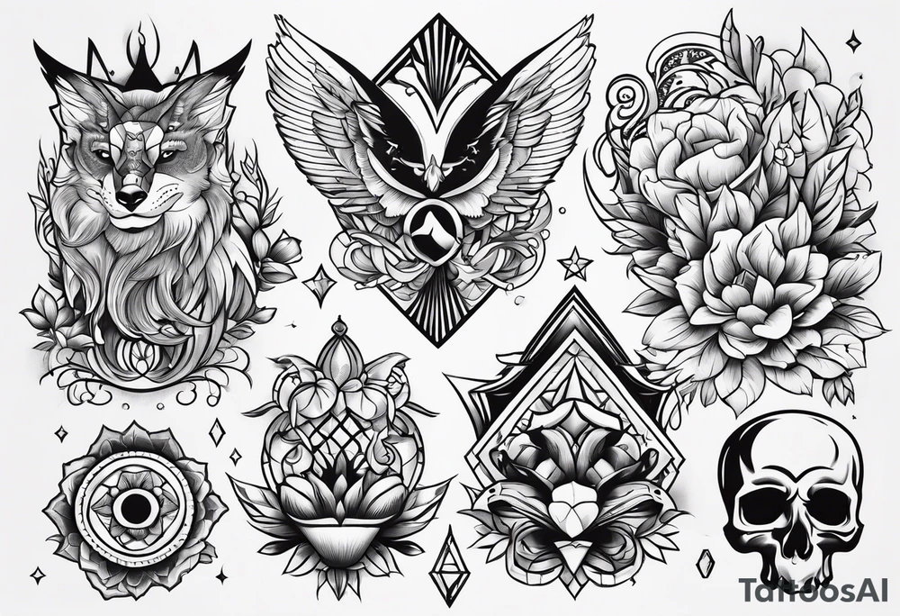Variety of dicks traditional style flash sheet tattoo idea