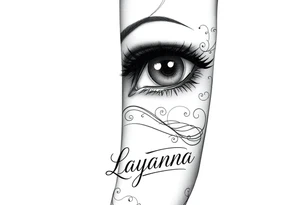Girl eyes with the name layanna at the bottom of it tattoo idea